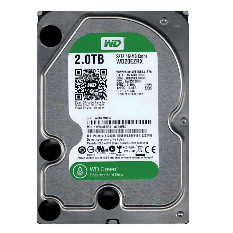 Western Digital - 2TB IntelliPower SATA 6.0Gbps 3.5" 64MB Hard Drive - WD20EZRX-00D8PB0