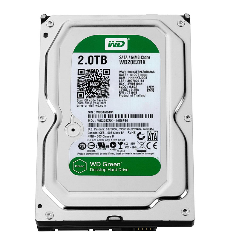 Western Digital - 2TB 7.2K SATA 3.5" 64MB Cache Hard Drive - WD20EZRX-19D8PB0