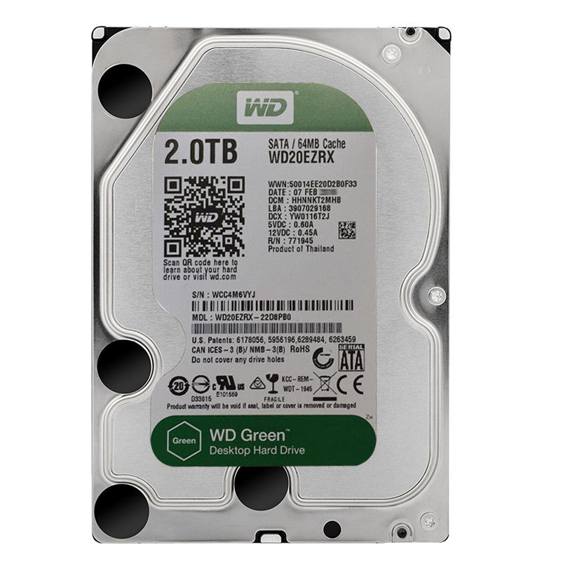 Western Digital - 2TB 7.2K SATA 3.5" 64MB Cache Hard Drive - WD20EZRX-22D8PB0