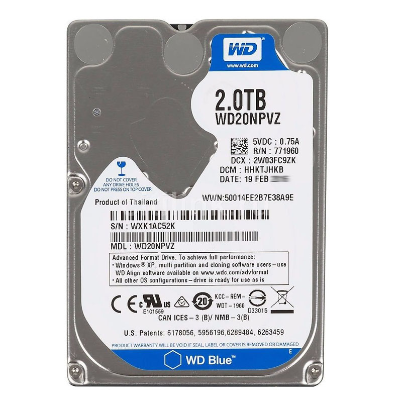 Western Digital - 2TB 5.4K SATA 6.0Gbps 2.5" 8MB Cache Hard Drive - WD20NPVZ