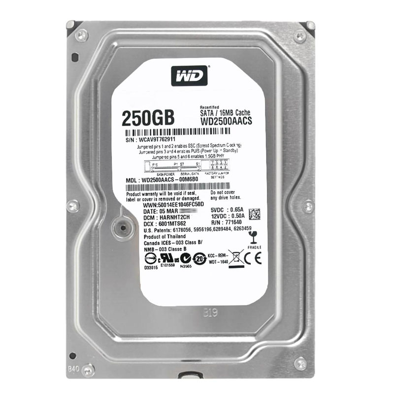 Western Digital - 250GB 7.2K SATA 3.5" 16MB Cache Hard Drive - WD2500AACS-00M6B0