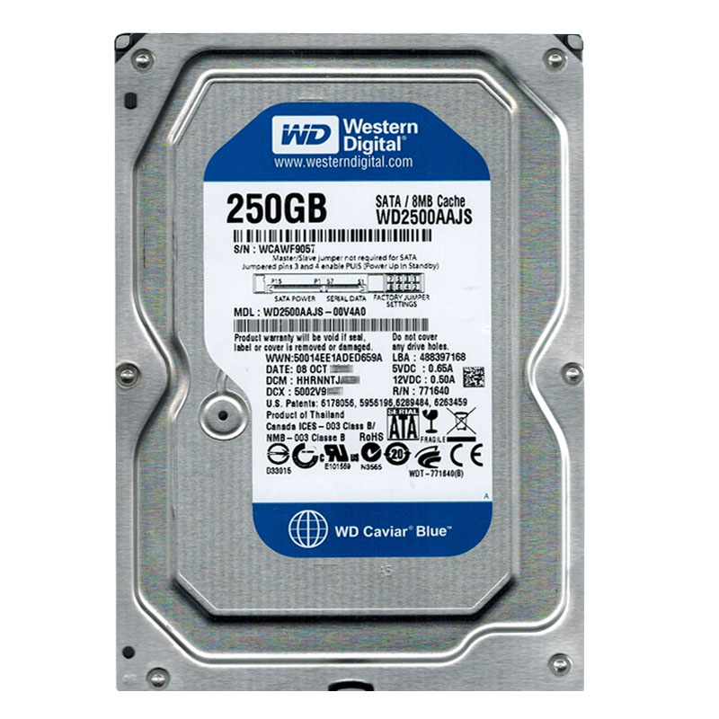 Western Digital - 250GB 7.2K SATA 3.0Gbps 3.5" 8MB Hard Drive - WD2500AAJS-00V4A0