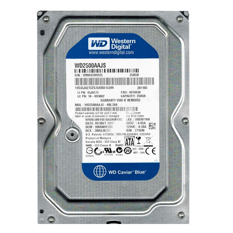 Western Digital - 250GB 7.2K SATA 3.0Gbps 3.5" 8MB Hard Drive - WD2500AAJS-08L7A0
