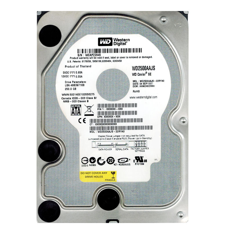 Western Digital - 250GB 7.2K SATA 3.0Gbps 3.5" 8MB Hard Drive - WD2500AAJS-22RYA0
