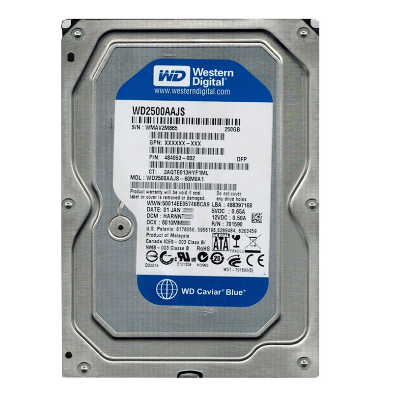 Western Digital - 250GB 7.2K SATA 3.0Gbps 3.5" 8MB Hard Drive - WD2500AAJS-60M0A1