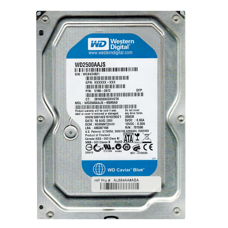 Western Digital - 250GB 7.2K SATA 3.0Gbps 3.5" 8MB Hard Drive - WD2500AAJS-65M0A0