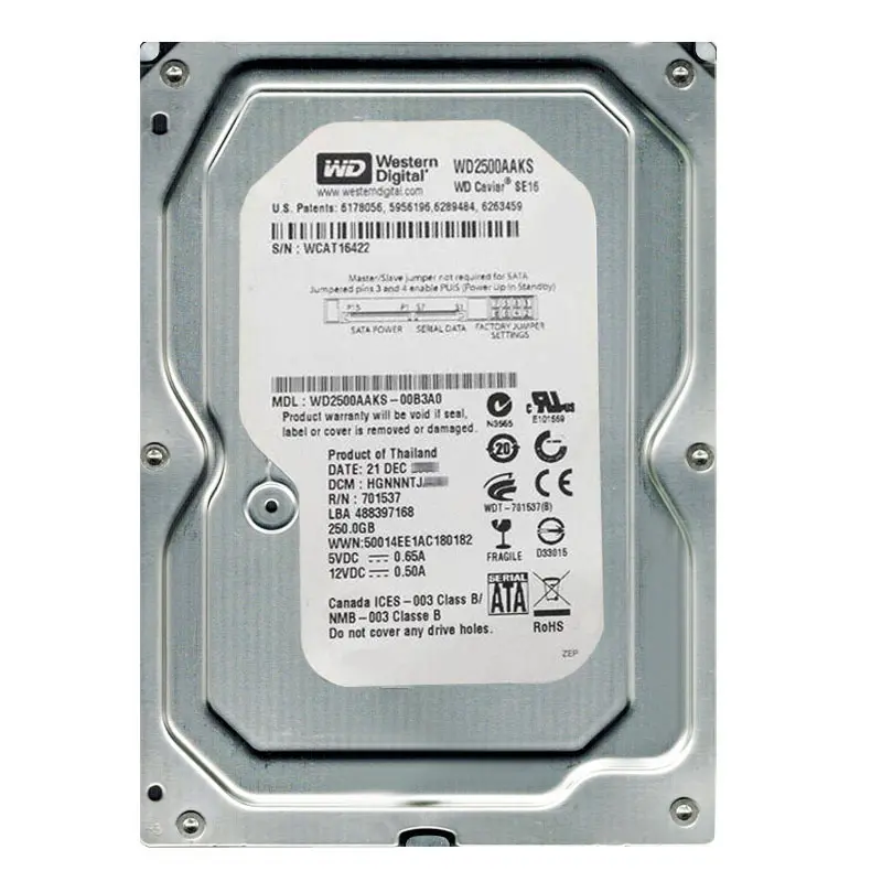 WD2500AAKS-00B3A0.jpg Western Digital - 250GB 7.2K SATA 3.0Gbps 3.5" 16MB Hard Drive - WD2500AAKS-00B3A0 - Image 1