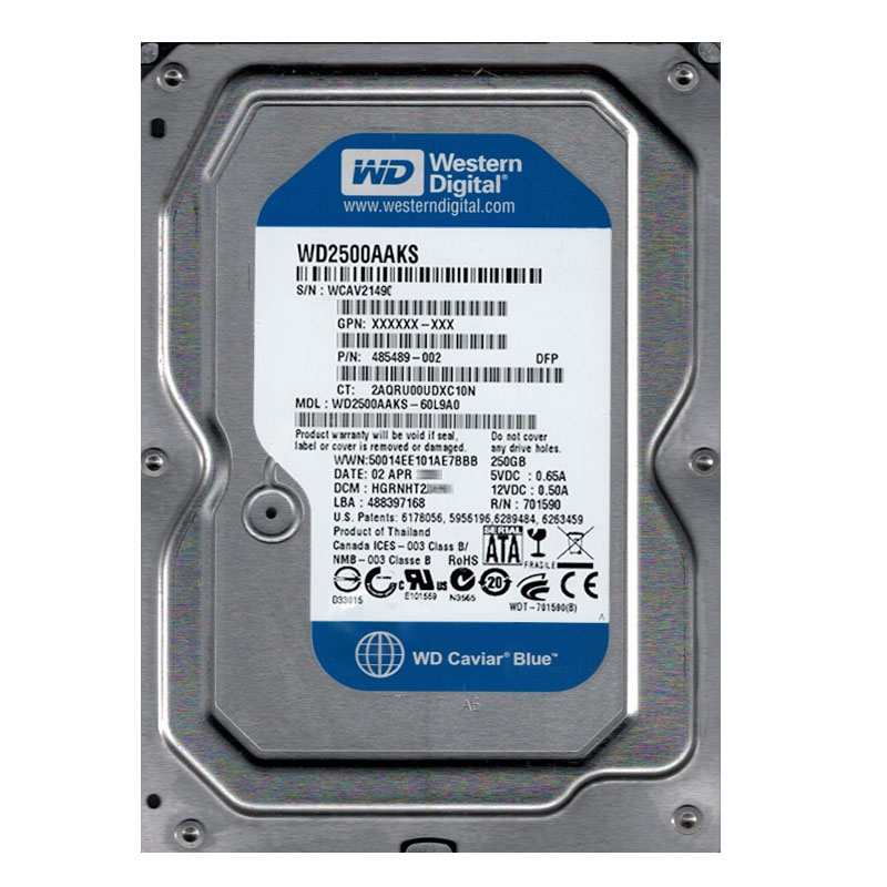 Western Digital - 250GB 7.2K SATA 3.0Gbps 3.5" 16MB Hard Drive - WD2500AAKS-60L9A0