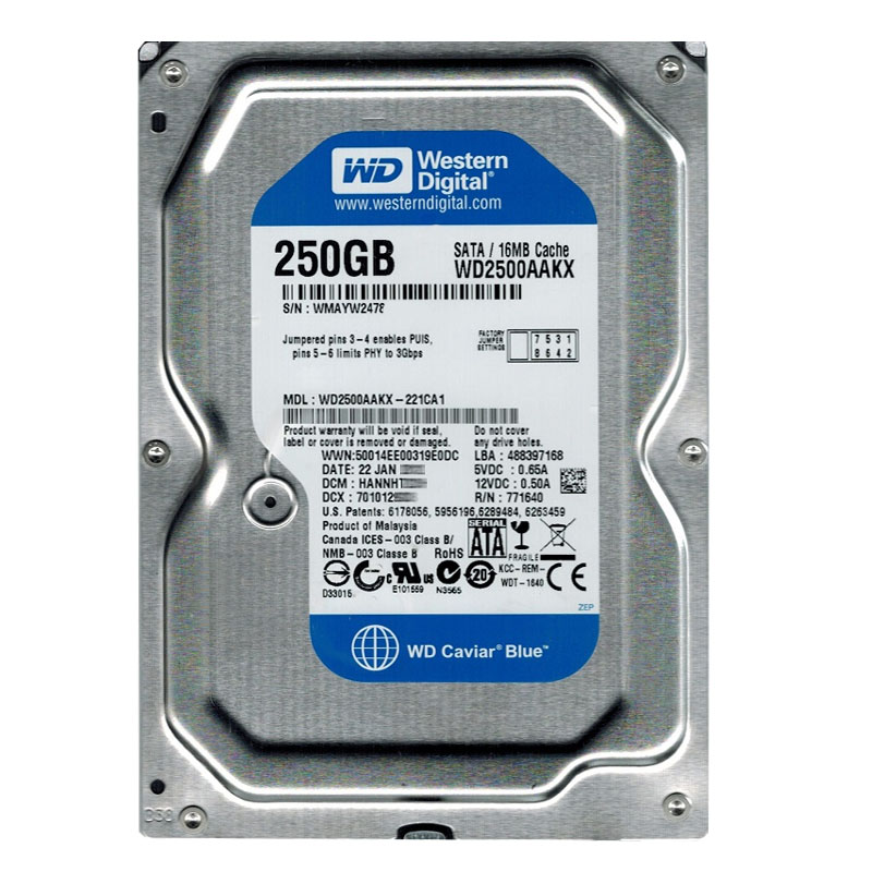 Western Digital - 250GB 7.2K SATA 6.0Gbps 3.5" 16MB Hard Drive - WD2500AAKX-221CA1