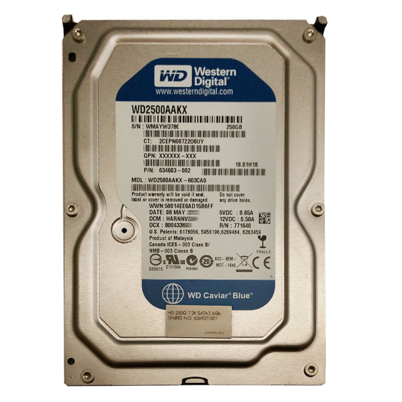 Western Digital - 250GB 7.2K SATA 6.0Gbps 3.5" 16MB Hard Drive - WD2500AAKX-603CA0