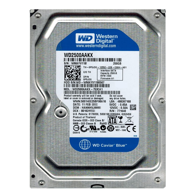 Western Digital - 250GB 7.2K SATA 6.0Gbps 3.5" 16MB Hard Drive - WD2500AAKX-753CA1