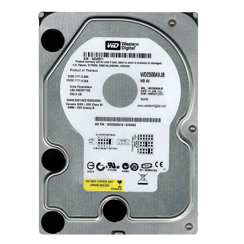 Western Digital - 250GB 7.2K Ultra-ATA/100 3.5" 8MB Cache Hard Drive - WD2500AVJB