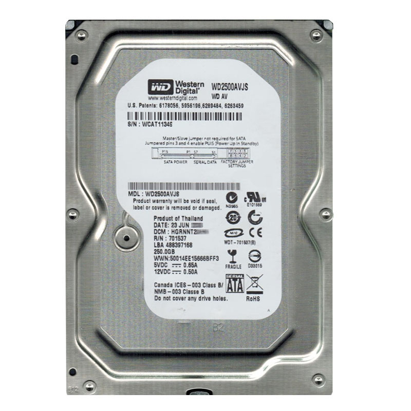 Western Digital - 250GB 7.2K SATA 3.0Gbps 3.5" 8MB Hard Drive - WD2500AVJS