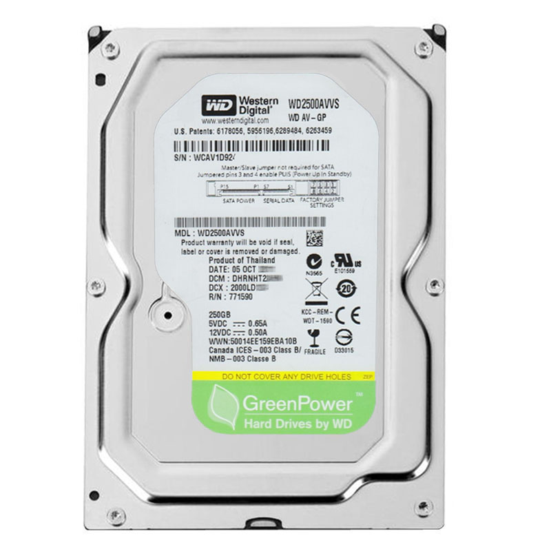 Western Digital - 250GB 7.2K SATA 3.0Gbps 3.5" 8MB Hard Drive - WD2500AVVS