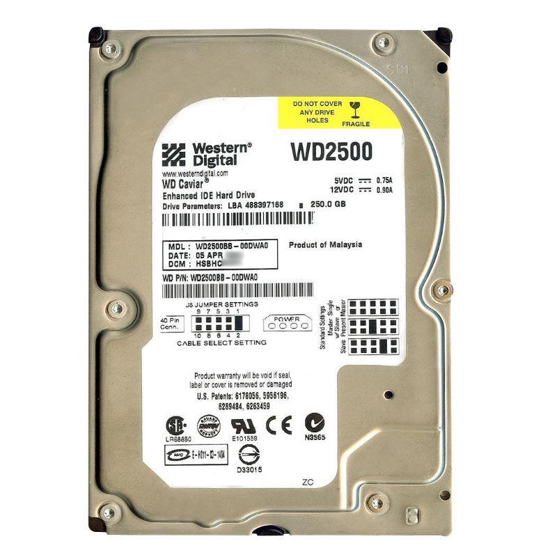 Western Digital - 250GB 7.2K IDE ATA/100 3.5" 2MB Cache Hard Drive - WD2500BB-00DWA0