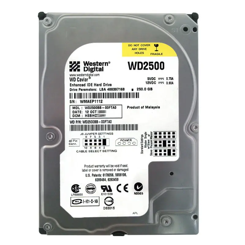 WD2500BB-00FTA0.jpg Western Digital - 250GB 7.2K IDE 3.5" 2MB Cache Hard Drive - WD2500BB-00FTA0 - Image 1