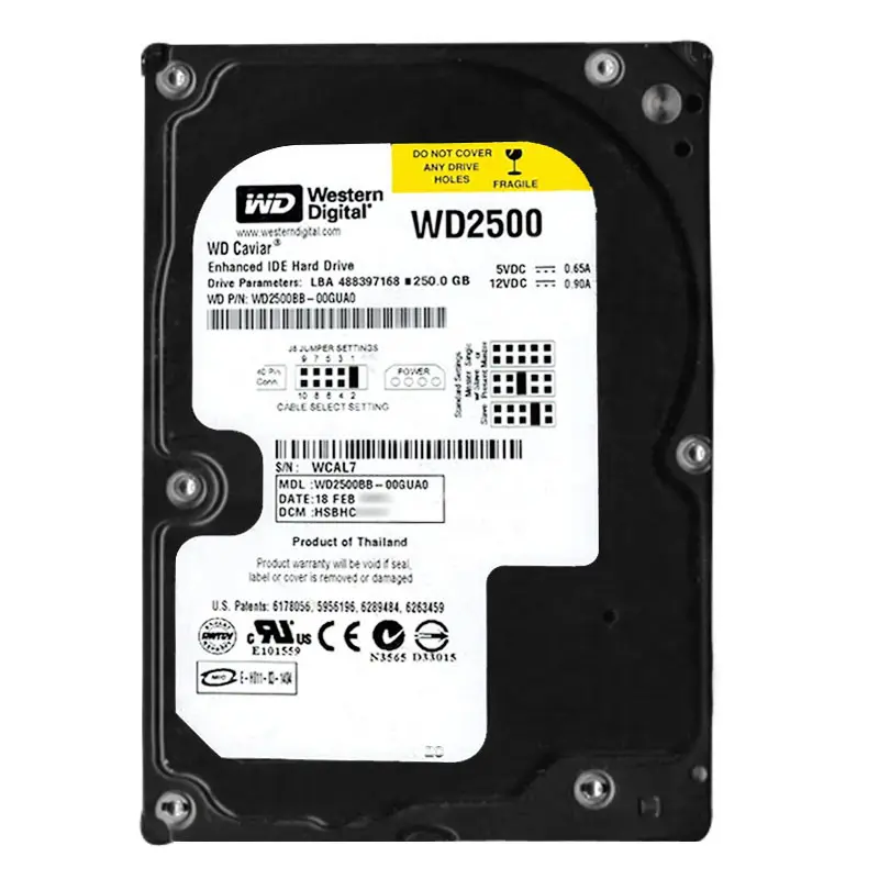 WD2500BB-00GUA0.jpg Western Digital - 250GB 7.2K IDE 3.5" 2MB Cache Hard Drive - WD2500BB-00GUA0 - Image 1