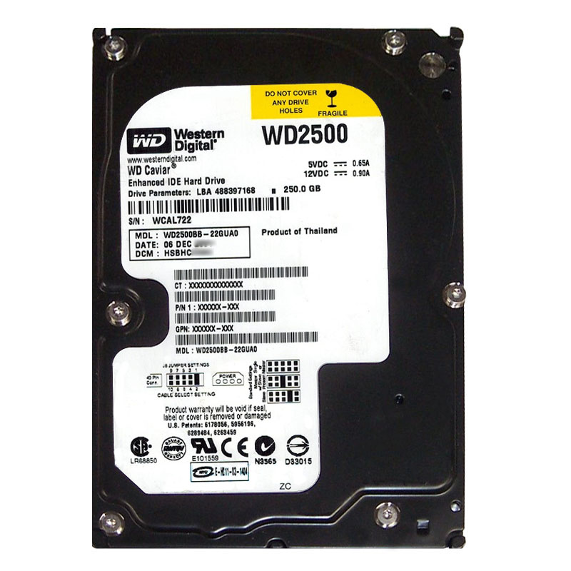 Western Digital - 250GB 7.2K IDE ATA/100 3.5" 2MB Cache Hard Drive - WD2500BB-22GUA0
