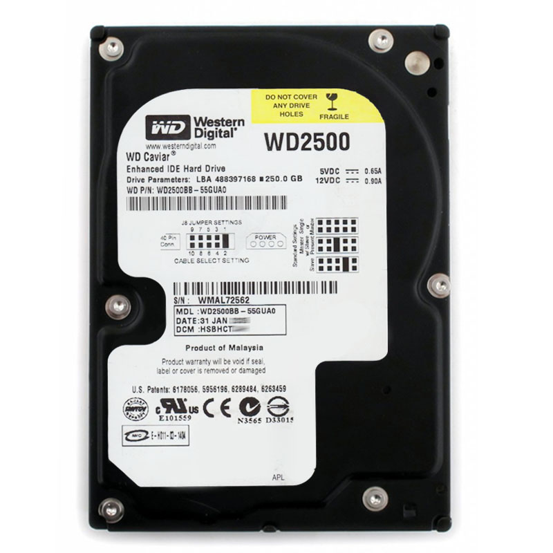 Western Digital - 250GB 7.2K IDE ATA/100 3.5" 2MB Cache Hard Drive - WD2500BB-55GUA0
