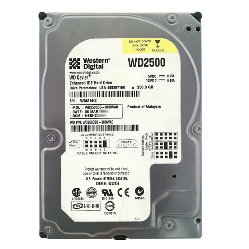 Western Digital - 250GB 7.2K IDE ATA/100 3.5" 2MB Cache Hard Drive - WD2500BB-98DWA0