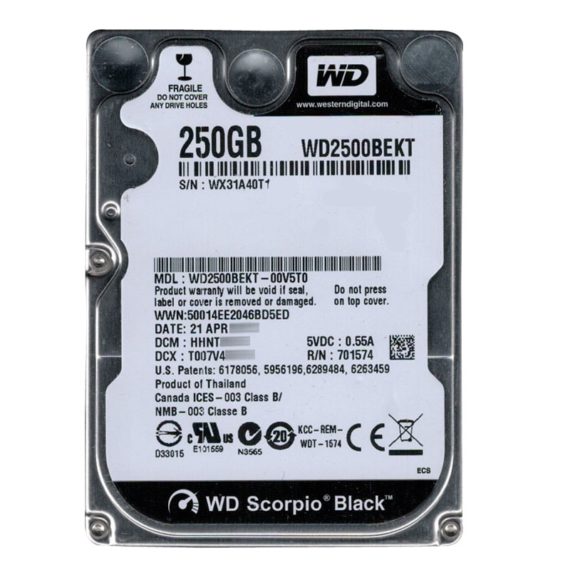 Western Digital - 250GB 7.2K SATA 3.0Gbps 2.5" 16MB Hard Drive - WD2500BEKT-00V5T0