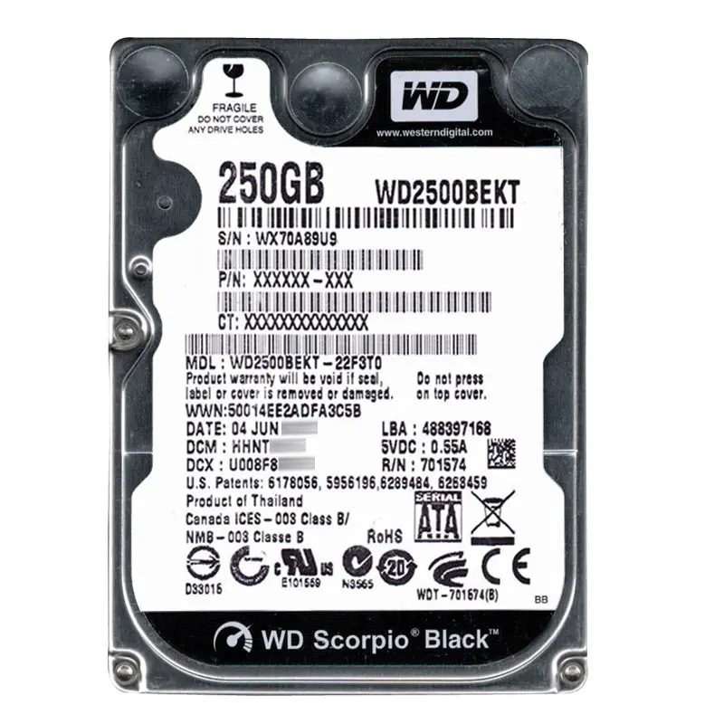 WD2500BEKT-22F3T0.jpg Western Digital - 250GB 7.2K SATA 3.0Gbps 2.5" 16MB Hard Drive - WD2500BEKT-22F3T0 - Image 1