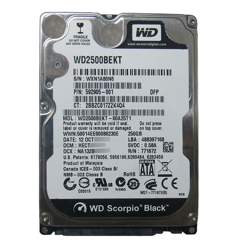 Western Digital - 250GB 7.2K SATA 3.0Gbps 2.5" 16MB Hard Drive - WD2500BEKT-60A25T1