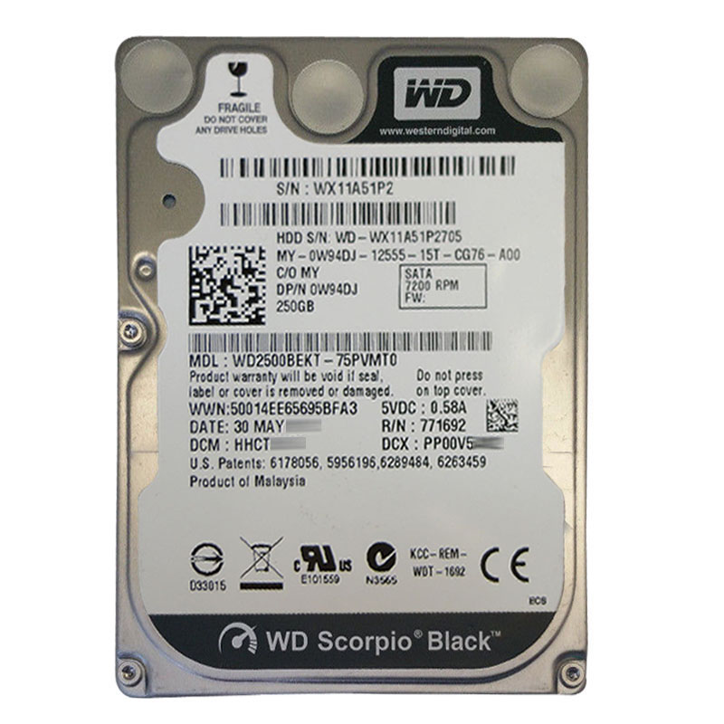 Western Digital - 250GB 7.2K SATA 3.0Gbps 2.5" 16MB Hard Drive - WD2500BEKT-75PVMT0