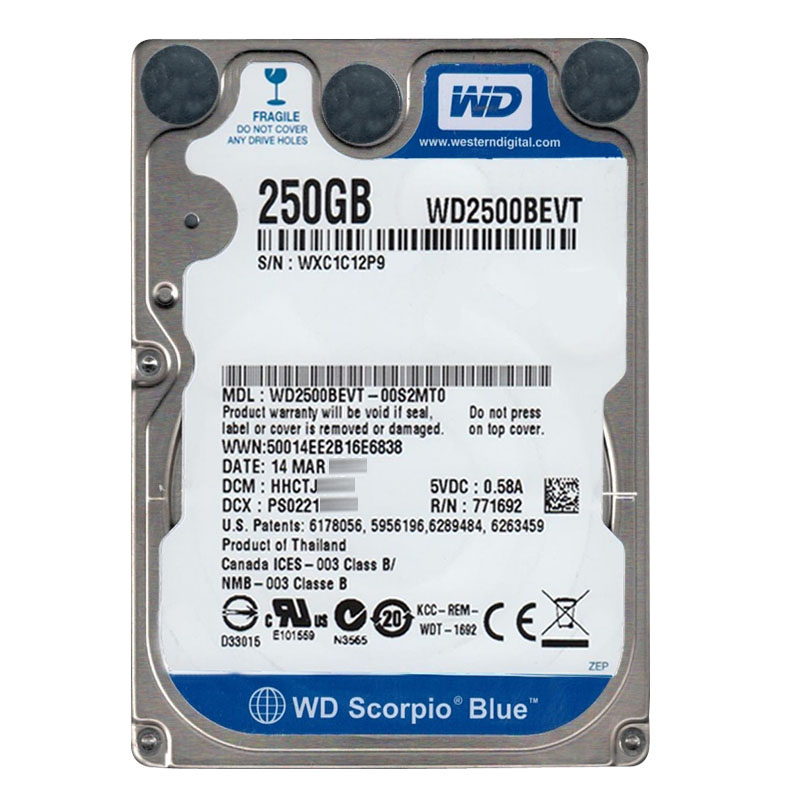 Western Digital - 250GB 5.4K SATA 3.0Gbps 2.5" 8MB Cache Hard Drive - WD2500BEVT-00S2MT0