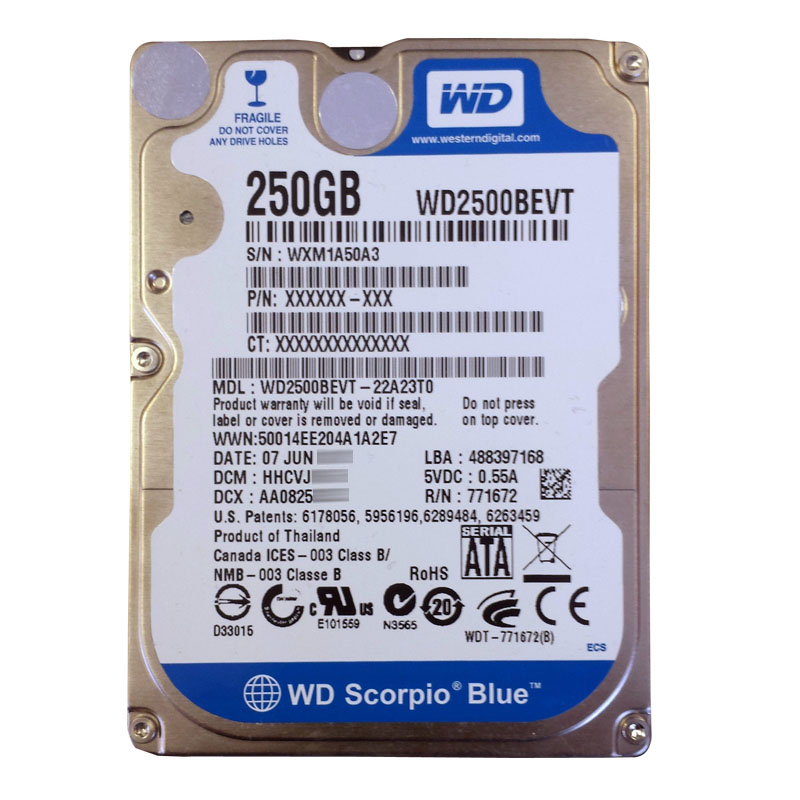 Western Digital - 250GB 5.4K SATA 3.0Gbps 2.5" 8MB Cache Hard Drive - WD2500BEVT-22A23T0