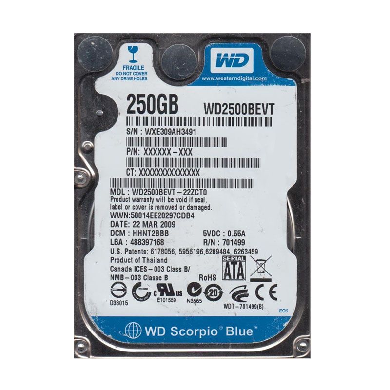 Western Digital - 250GB 5.4K SATA 2.5" Hard Drive - WD2500BEVT-22ZCT0