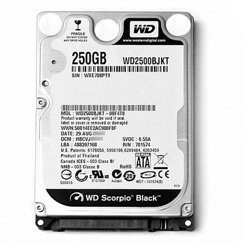 Western Digital - 250GB 7.2K SATA 3.0Gbps 2.5" 16MB Hard Drive - WD2500BJKT-00F4T0