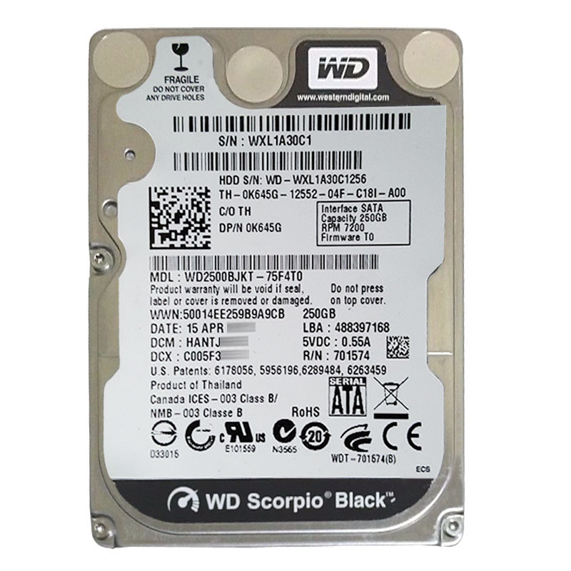 Western Digital - 250GB 7.2K SATA 3.0Gbps 2.5" 16MB Hard Drive - WD2500BJKT-75F4T0