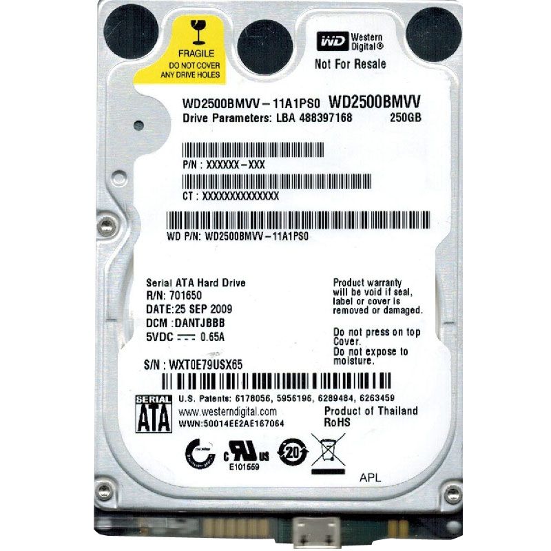 Western Digital - 250GB 5.4K SATA Hard Drive - WD2500BMVV-11A1PS0
