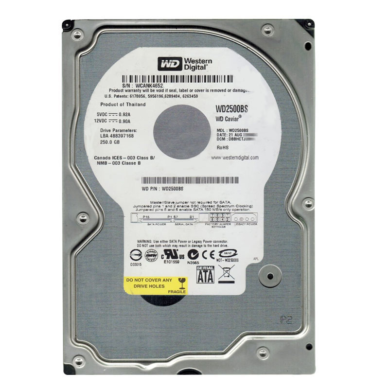 Western Digital - 250GB 7.2K SATA 1.5Gbps 3.5" 2MB Hard Drive - WD2500BS
