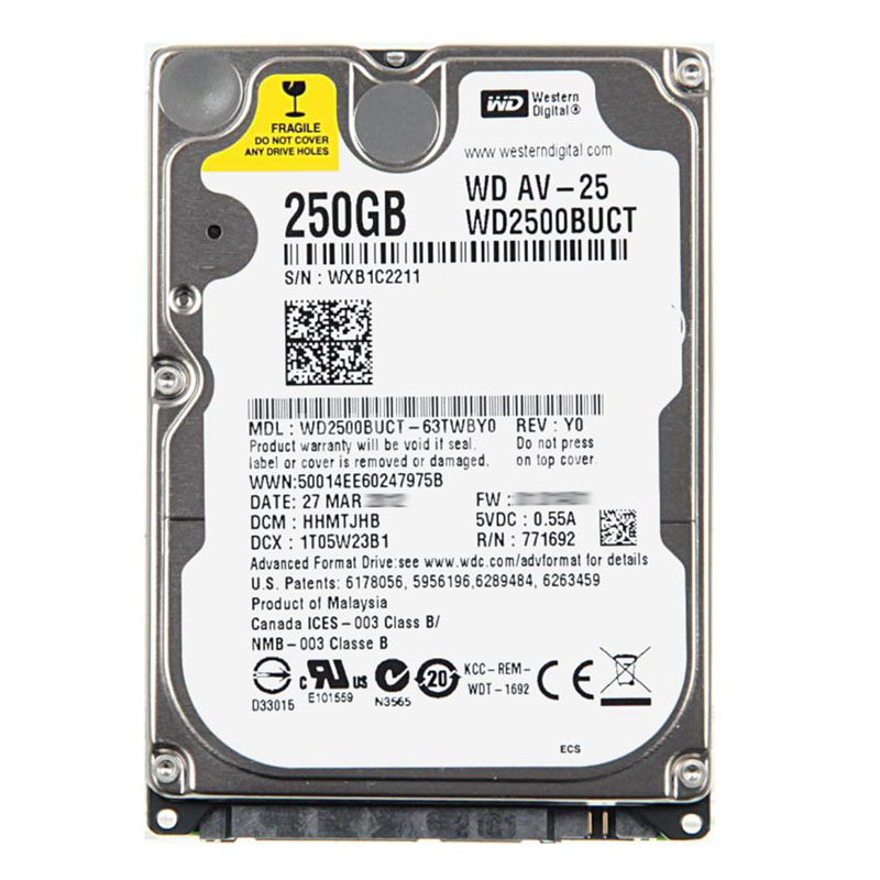 Western Digital - 250GB 5.4K SATA 3.0Gbps 2.5" 16MB Cache Hard Drive - WD2500BUCT-63TWBY0