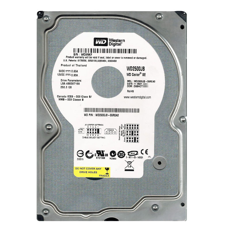 Western Digital - 250GB 7.2K ATA/100 3.5" 8MB Cache Hard Drive - WD2500JB-55REA0