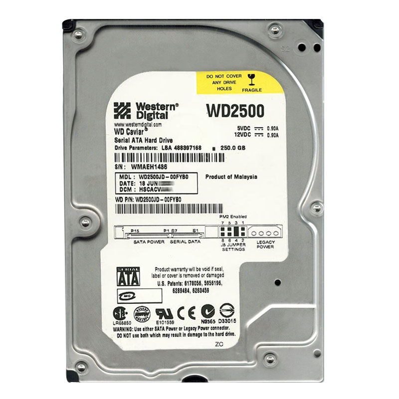 Western Digital - 250GB 7.2K SATA 1.5Gbps 3.5" 8MB Hard Drive - WD2500JD-00FYB0