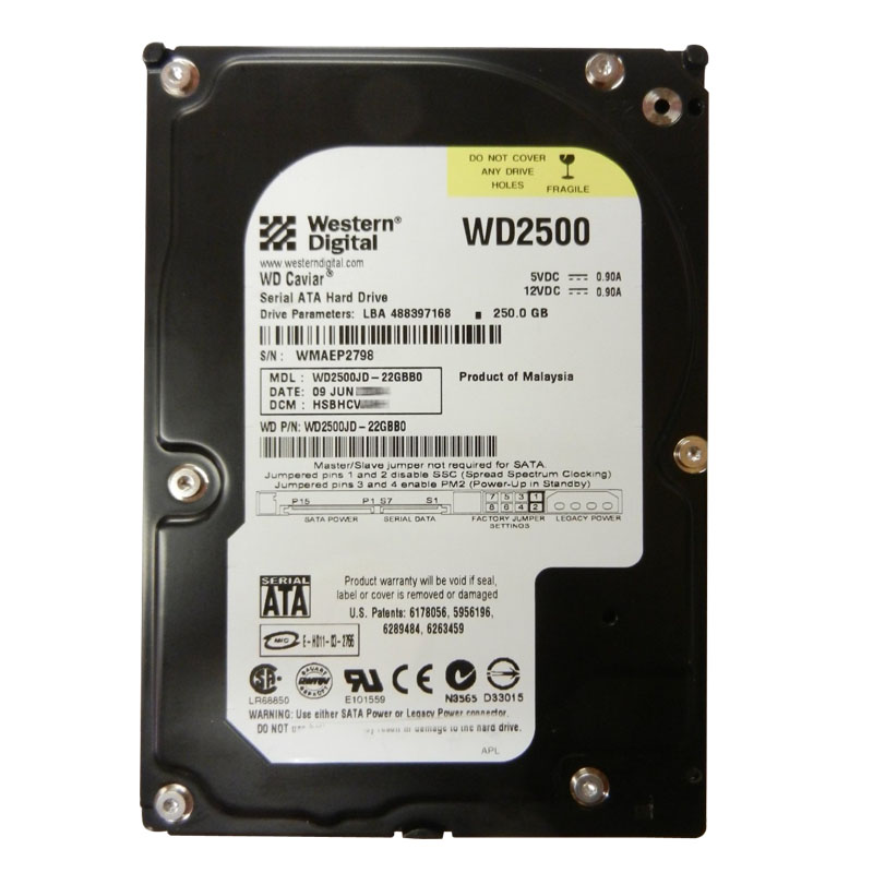 Western Digital - 250GB 7.2K SATA 1.5Gbps 3.5" 8MB Hard Drive - WD2500JD-22GBB0