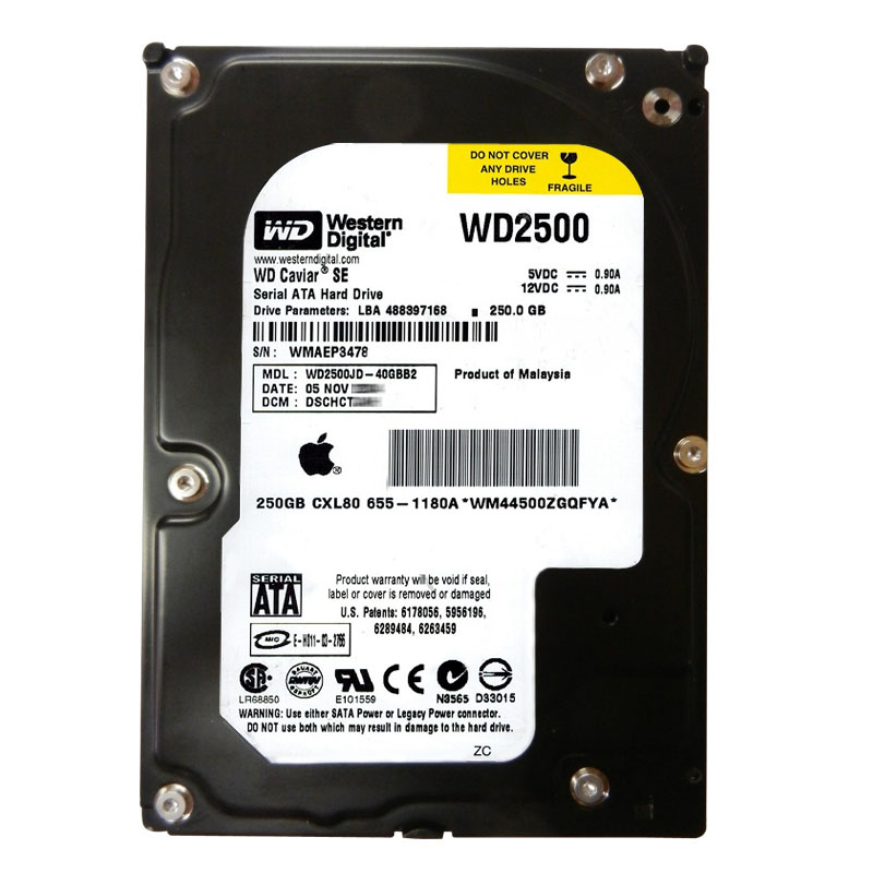 Western Digital - 250GB 7.2K SATA 1.5Gbps 3.5" 8MB Hard Drive - WD2500JD-40GBB2