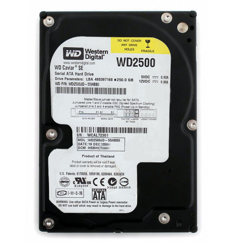 Western Digital - 250GB 7.2K SATA 1.5Gbps 3.5" 8MB Hard Drive - WD2500JD-55HBB0