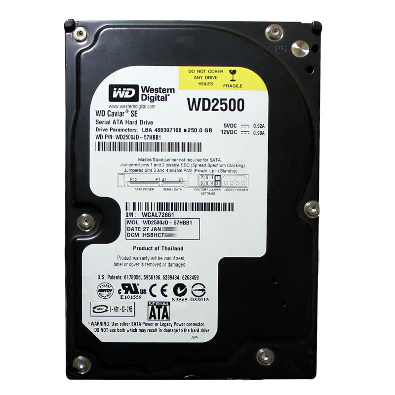 Western Digital - 250GB 7.2K SATA 1.5Gbps 3.5" 8MB Hard Drive - WD2500JD-57HBB1