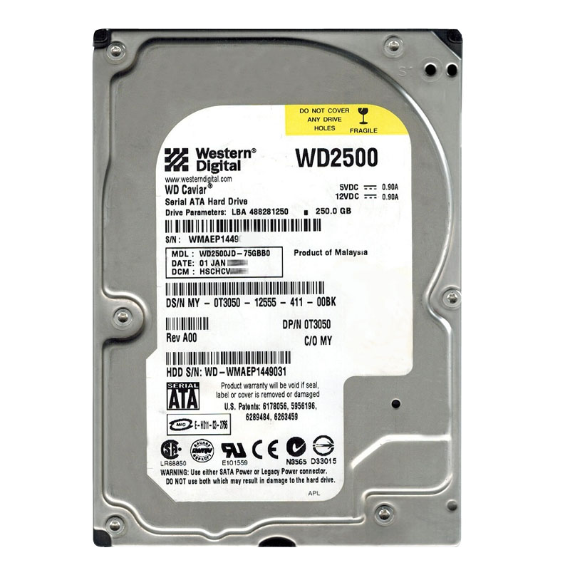 Western Digital - 250GB 7.2K SATA 1.5Gbps 3.5" 8MB Hard Drive - WD2500JD-75GBB0
