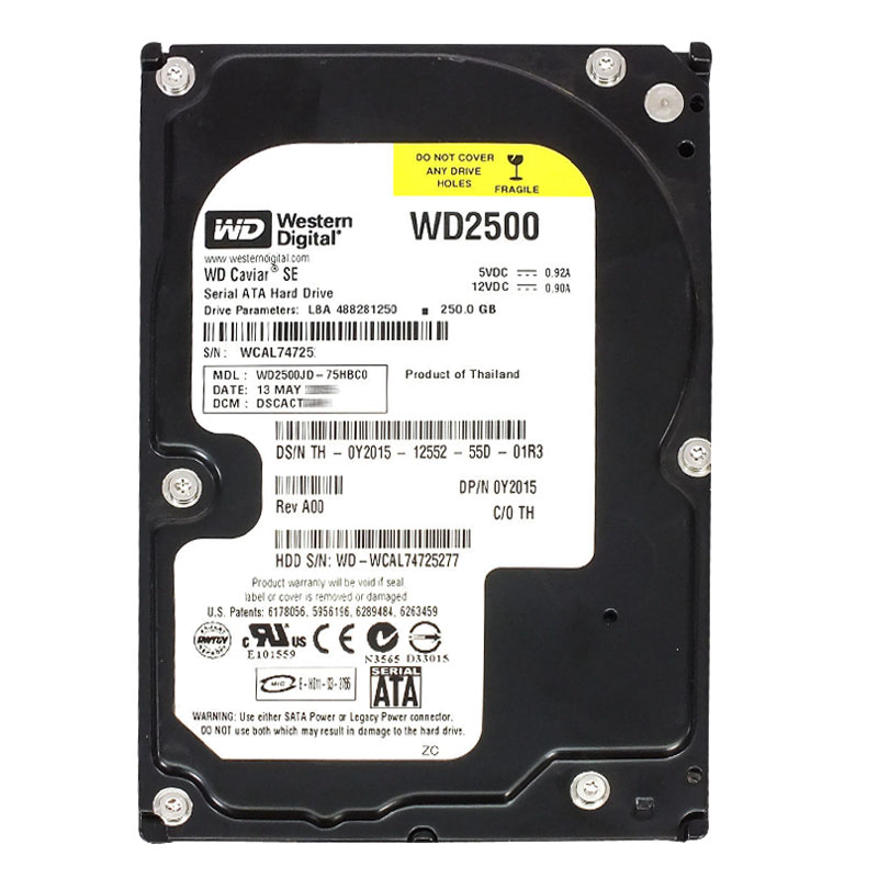 Western Digital - 250GB 7.2K SATA 1.5Gbps 3.5" 8MB Hard Drive - WD2500JD-75HBC0