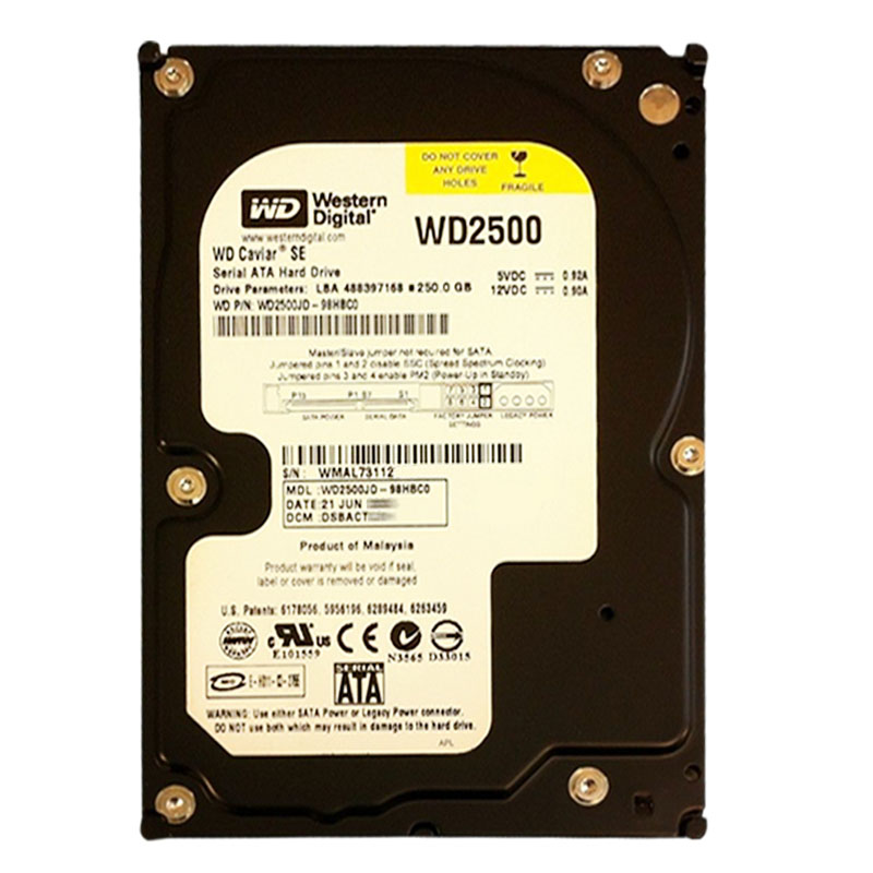 Western Digital - 250GB 7.2K SATA 1.5Gbps 3.5" 8MB Hard Drive - WD2500JD-98HBC0
