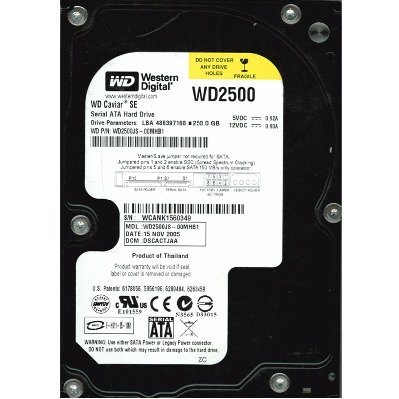 Western Digital - 250GB SATA 3.5" Hard Drive - WD2500JS-00MHB1