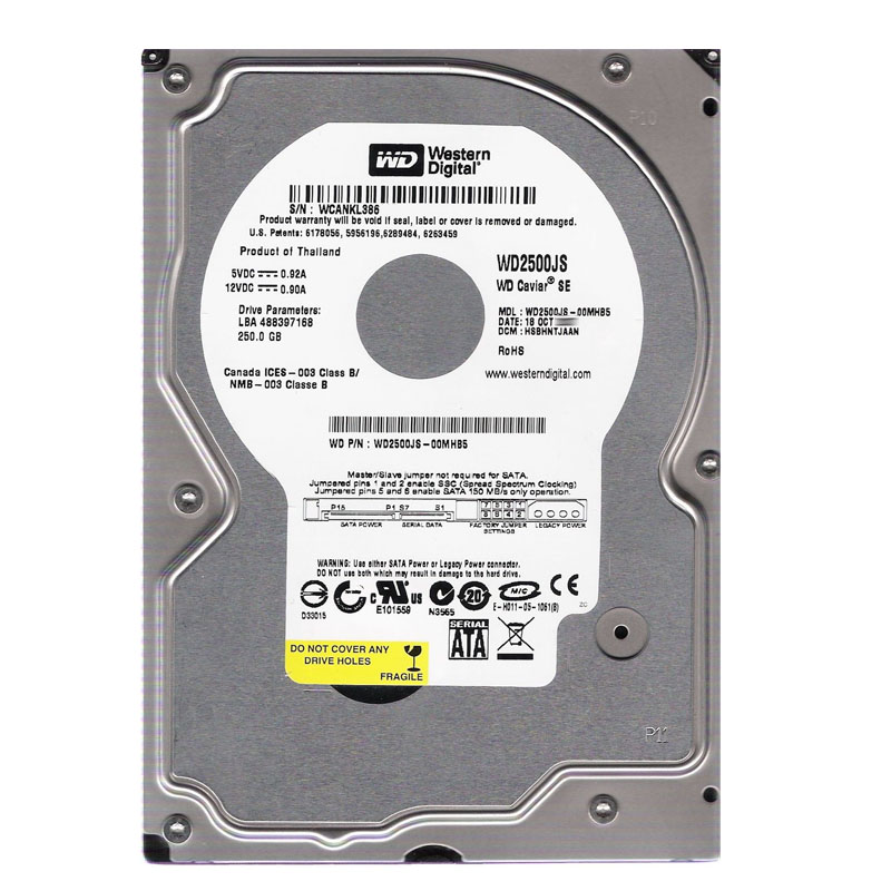 Western Digital - 250GB 7.2K SATA 3.5" Hard Drive - WD2500JS-00MHB5