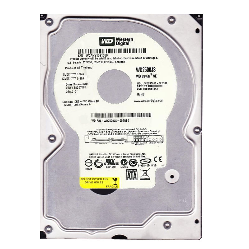 Western Digital - 250GB 7.2K SATA 3.5" 8MB Cache Hard Drive - WD2500JS-00TGB0