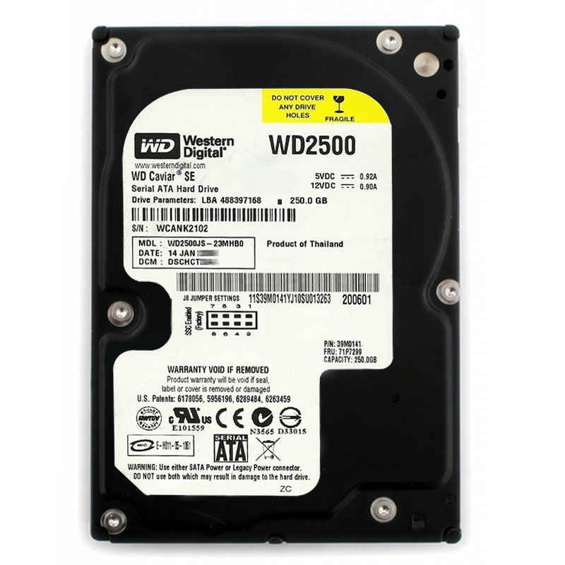 Western Digital - 250GB 7.2K SATA 3.0Gbps 3.5" 8MB Hard Drive - WD2500JS-23MHB0