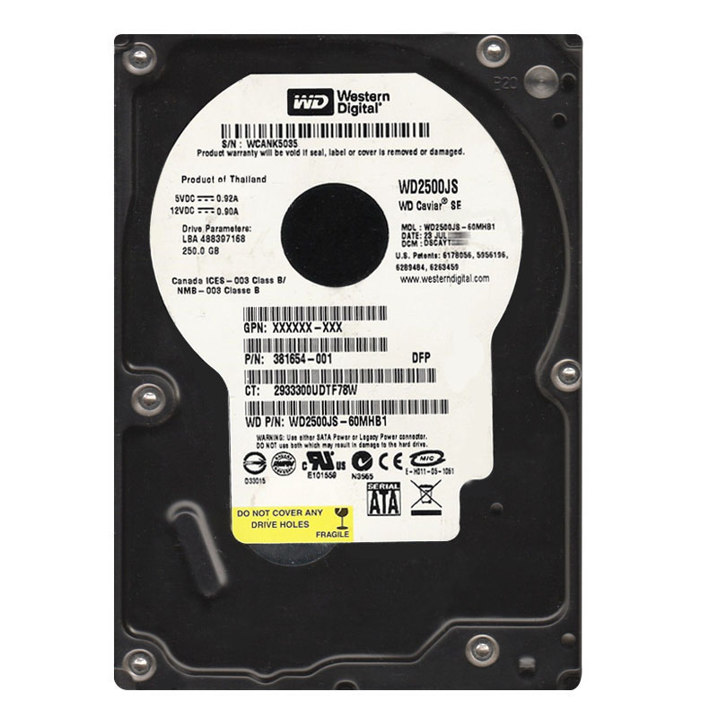Western Digital - 250GB 7.2K SATA 3.0Gbps 3.5" 8MB Hard Drive - WD2500JS-60MHB1